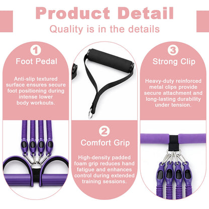 2026 New Pedal Resistance Band with Handles, Adjustable Detachable Multifunction Pedal Resistance Band, Thai Natural Rubber Tension Rope for Abs, Arms, Waist, Legs & Home Fitness