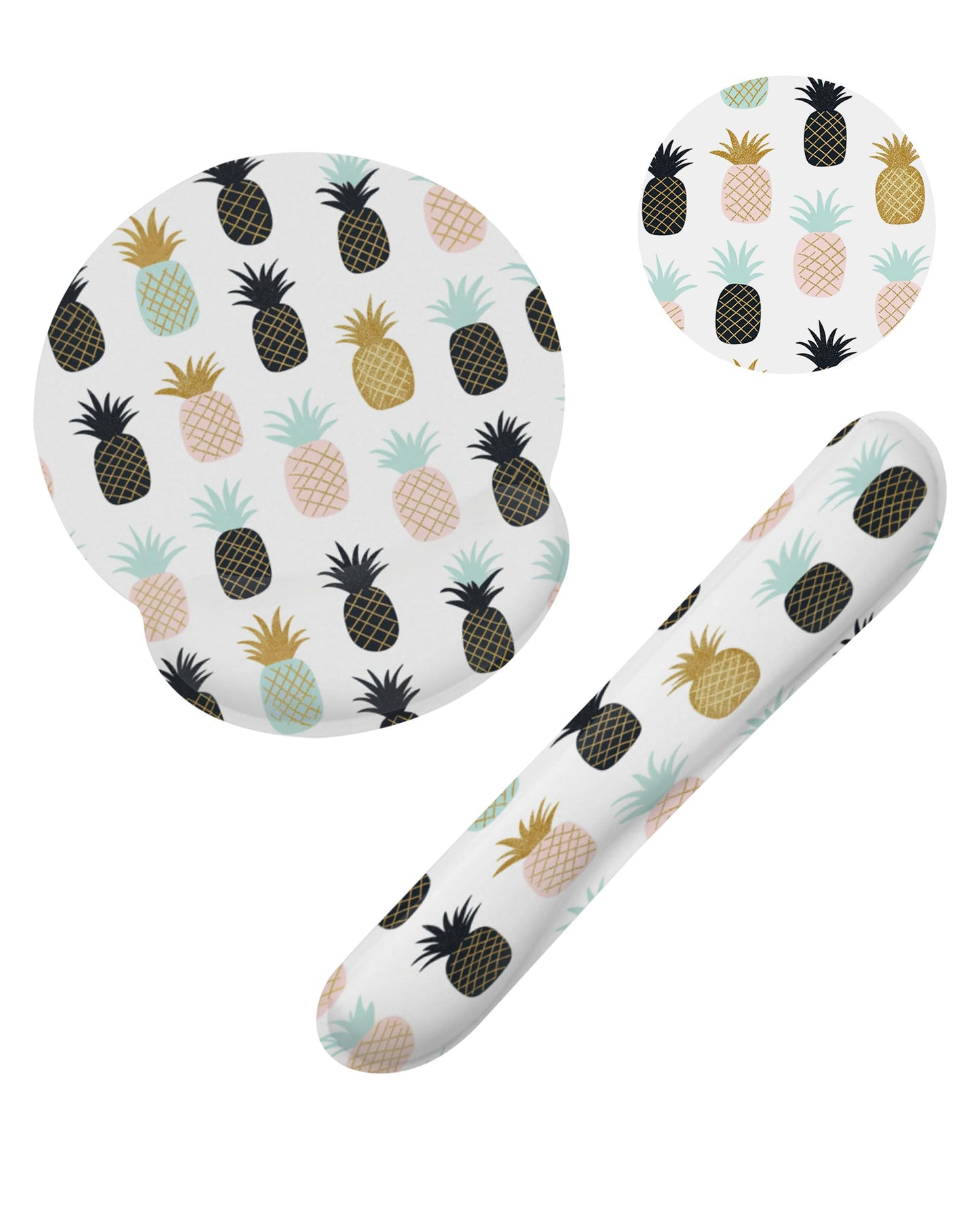 Abstract Tropical Pineapple Fruit Keyboard Wrist Rest Pad and Mouse Pad Wrist Support Set,3-in-1 Ergonomic Mouse Pad with Non-Slip Rubber Base for Home Office Game Computers Desk,