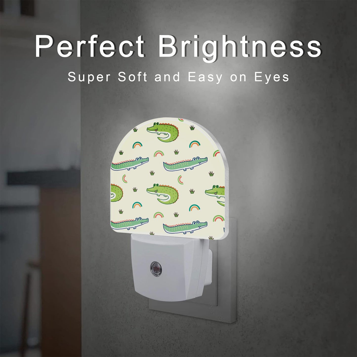 sndheke Cute Cartoon Crocodiles Night Light, Childish Crocodiles Dusk to Dawn Night Light Plug in,0.5w Energy Saving Sleep Friendly Nightlights for Kids Boys Girls Home Decor