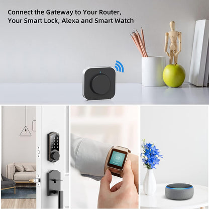 SMONET Smart Door Lock WiFi Gateway, Bluetooth Keyless Entry Electronic Door Lock Wi-Fi Bridge, Nextlock Smart Deadbolt WiFi Hub Compatible with Alexa