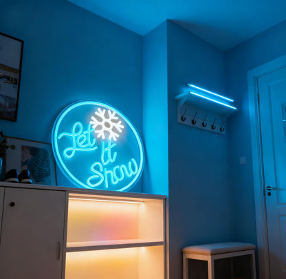 Let It Snow Neon Sign, Snowflake Shape Light Up Sign, Winter Christmas Home Party Gift Wall Table Decor, USB Powered Dimmable LED Neon Light 12.6 x 12.6 In