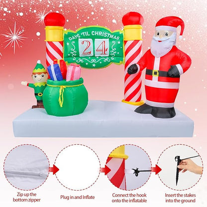 Vigdur 7FT Christmas Inflatable Sign – Lighted Advent Calendar Blow Up with Detachable Letters, Outdoor Santa Christmas Decorations for Yard, Lawn, Garden, Holiday Party & Home Décor