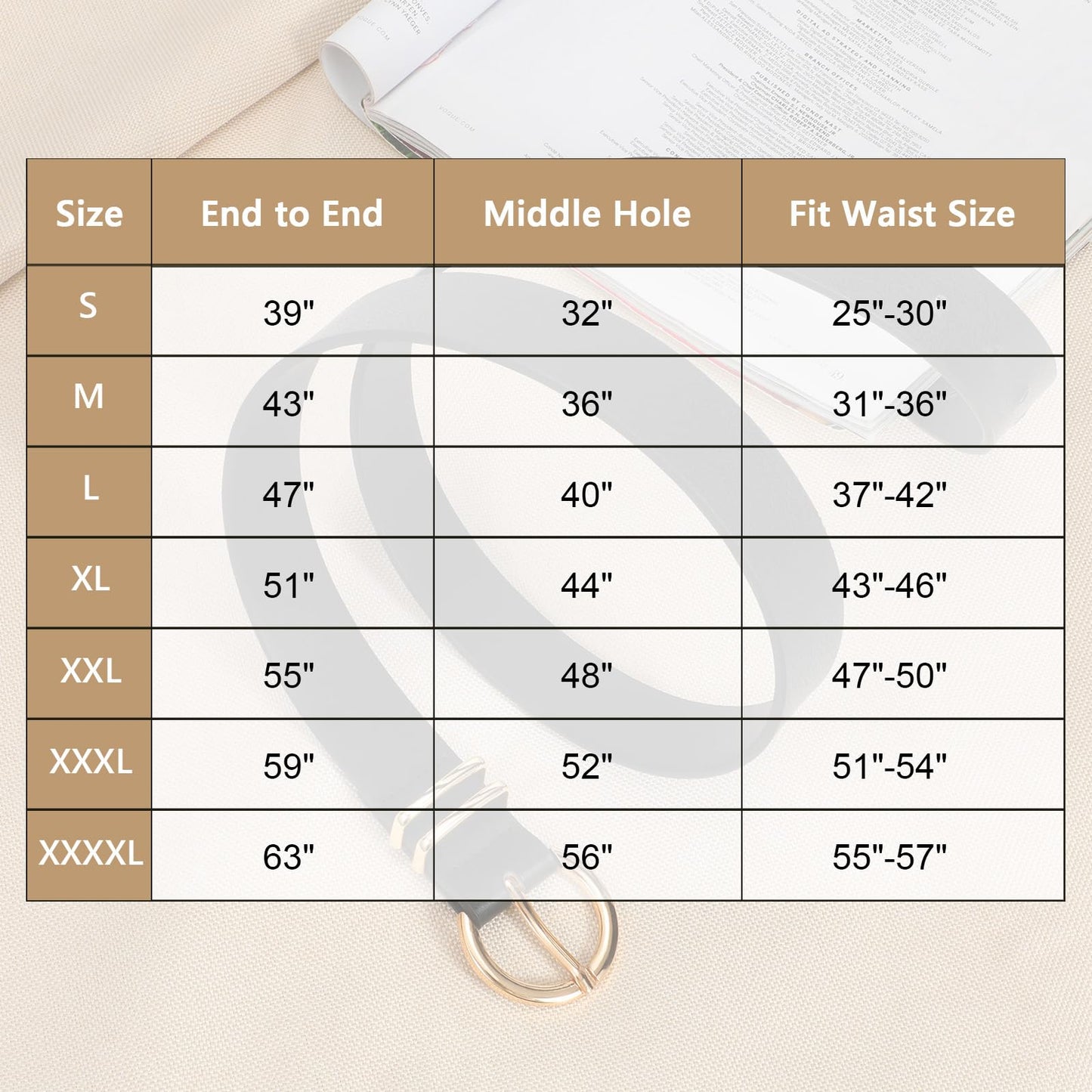 VONMELLI 2 Pack Women's Leather Belts for Jeans Pants Fashion Gold Buckle Ladies Belt Black Brown L