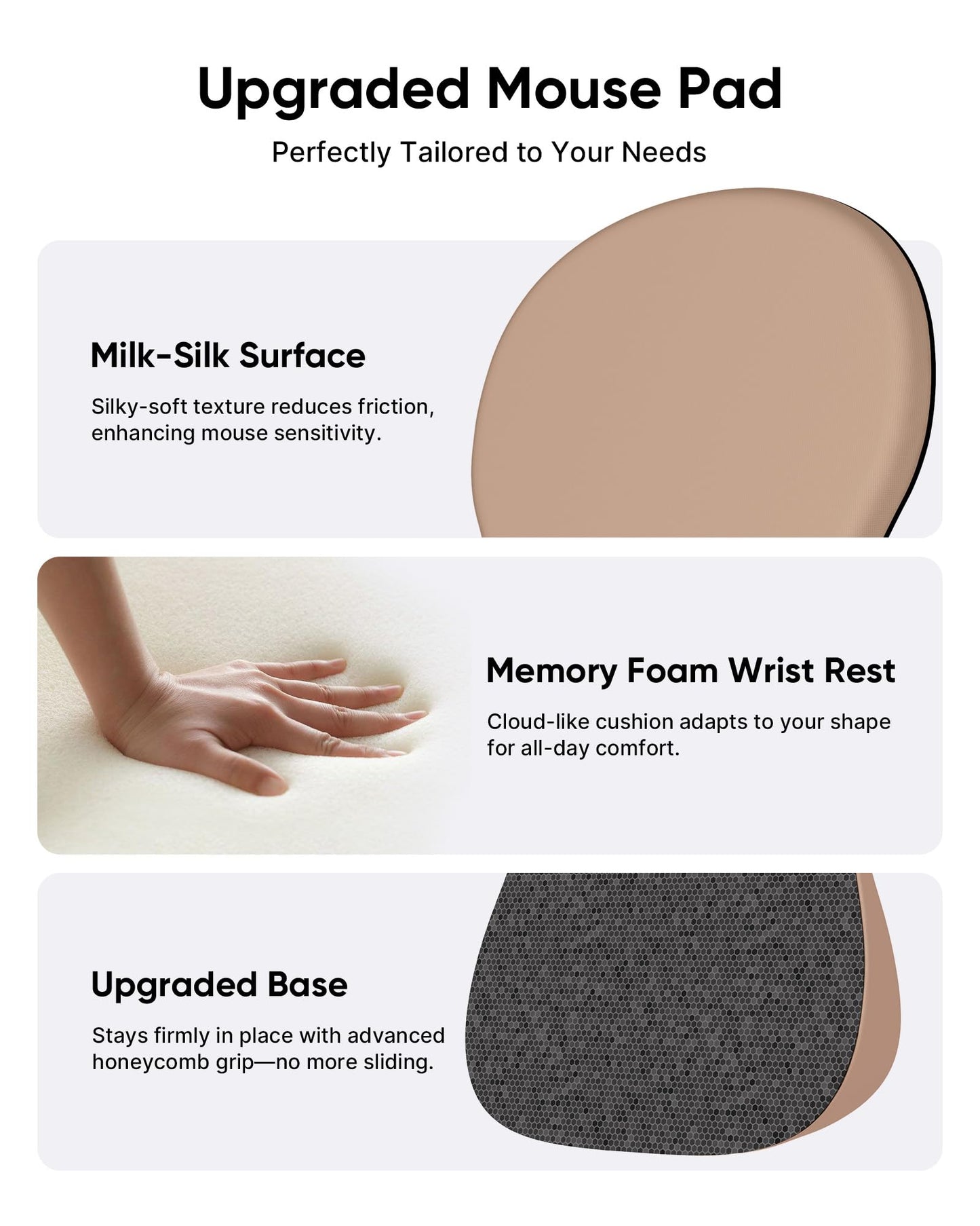 Laborio Ergonomic Mouse Pad with Wrist Rest, Mousepad with Wrist Support, Non-Slip Hard Base Mouse Pads, Portable for Office/Home/Travel Work(Coffee)