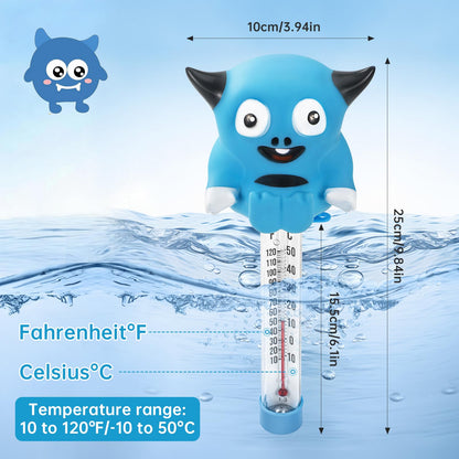 Pool Thermometer Floating, Water Temperature Thermometer with String, Large Size Easy Read & Shatter Resistant Pool Accessories for Ice Bath & Hot Tub, Outdoor & Indoor Swimming Pool, Spas(Monster)