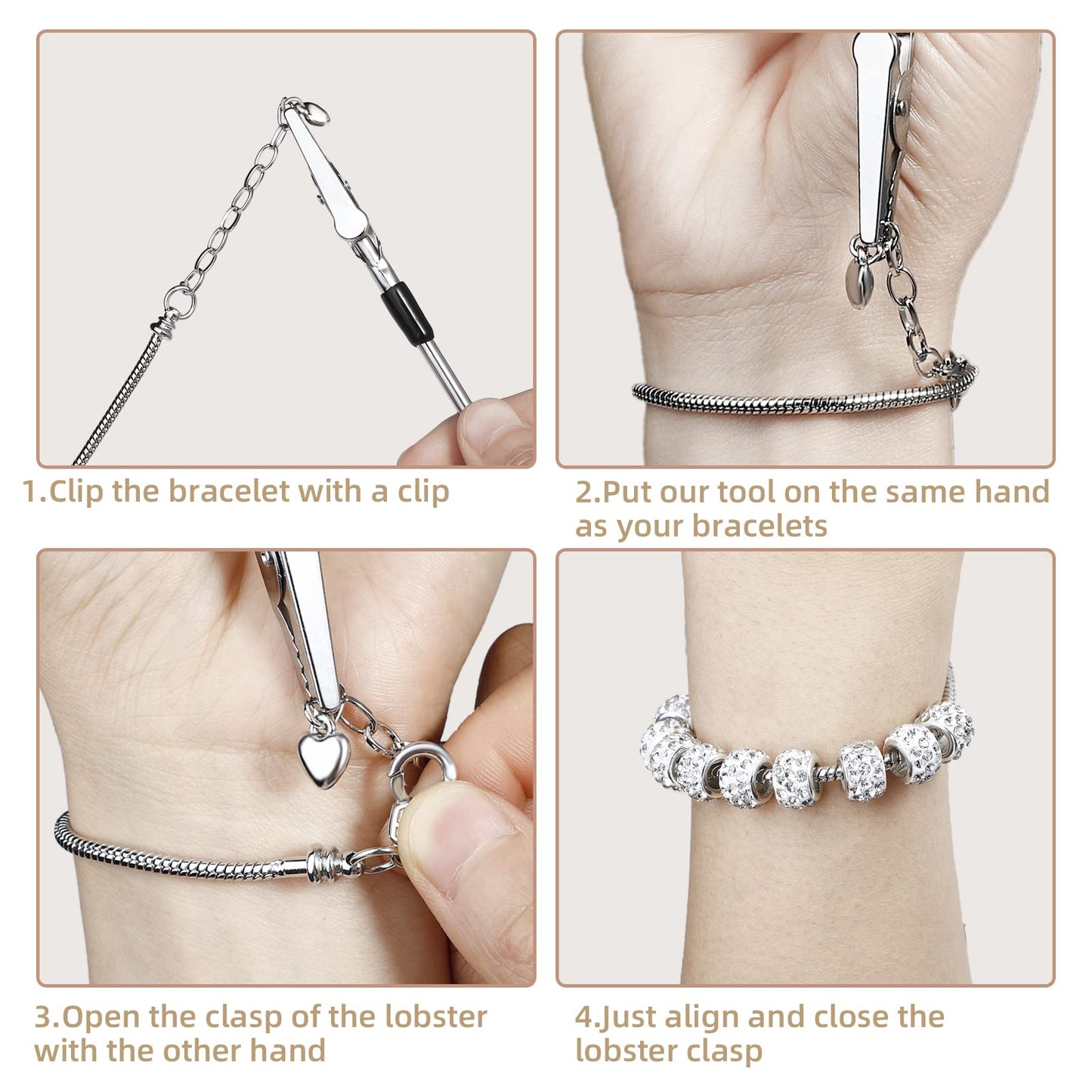 10PCS Snake Chain Charm Bracelet with Bracelet Helper Adjustable Snake Bracelet Chains with Lobster Clasp Extender Chain for Women DIY Jewelry Making Supplies