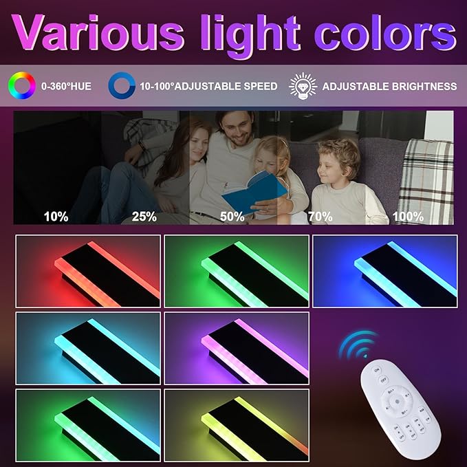 2 Pack LED RGB Outdoor Long Wall Lights,24 inch Outdoor Linear Light for Porch,Dimmable Wall Mounted Light Fixtures,Exterior Long Linear Lighting,Outside Lighting for Patio,House Front Door