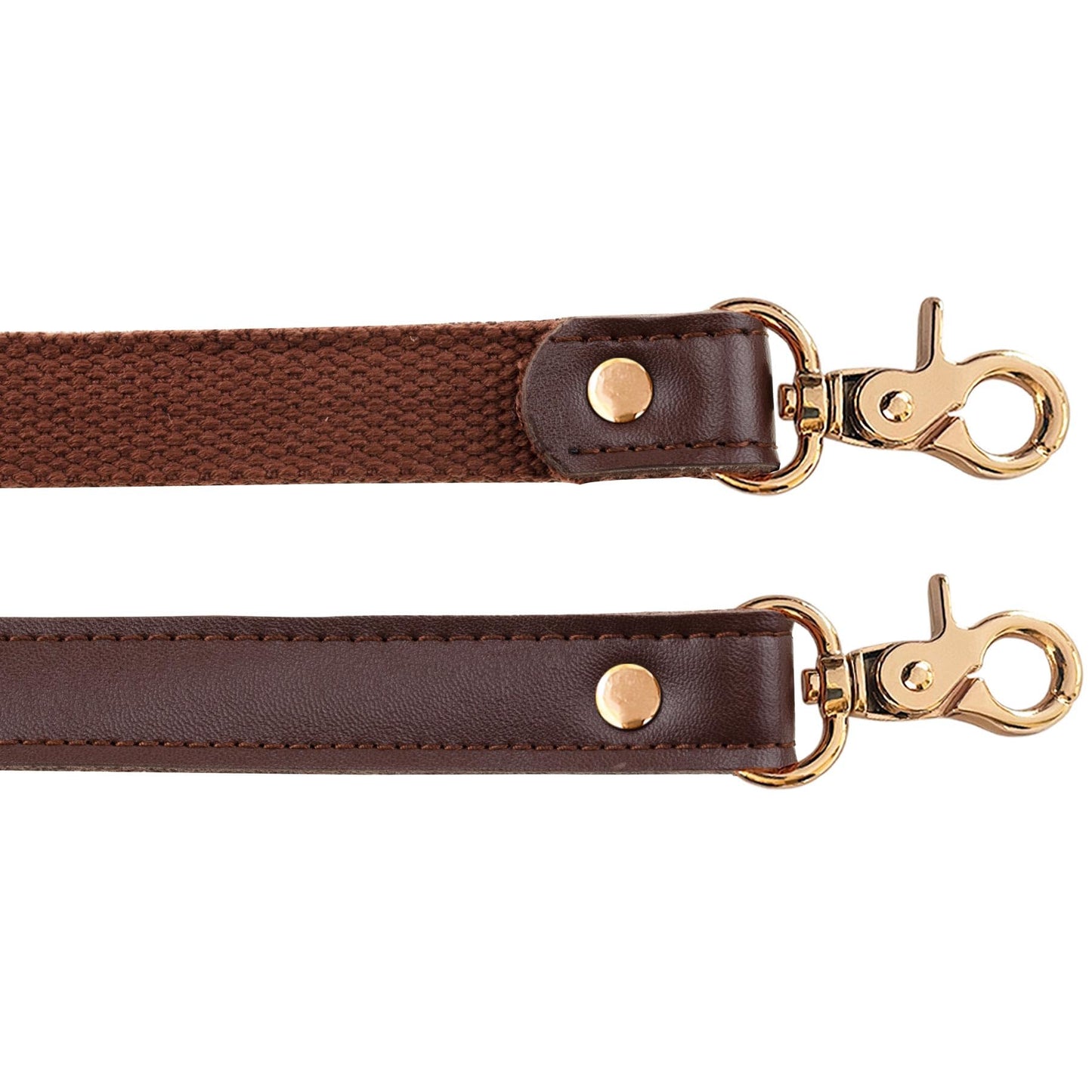 Allzedream Genuine Leather Purse Strap Sewing Canvas Replacement Handbag Shoulder Bag 2 Pcs (Coffee, Gold Hardware)