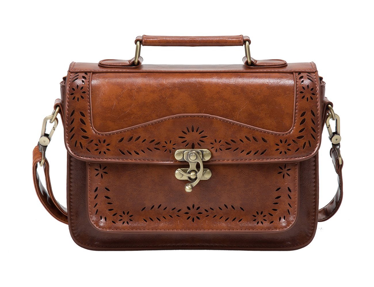 ECOSUSI Fashion PU Leather Satchel Purse Handbag Small College Crossbody Handbag for Women
