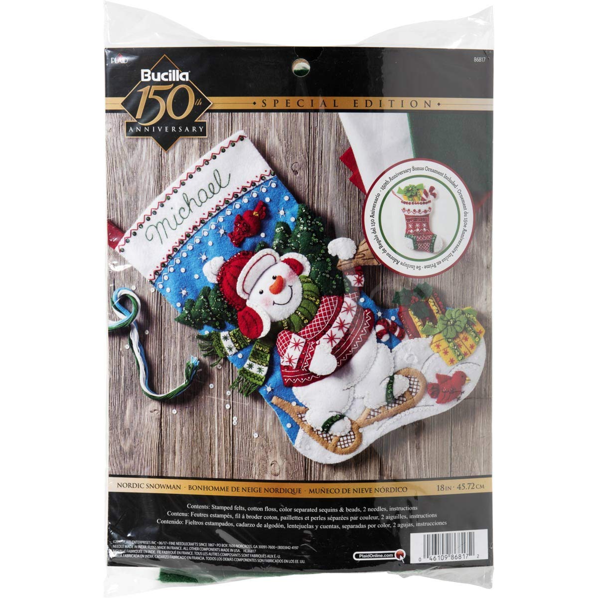 Bucilla 86817 Nordic Snowman Stocking Kit