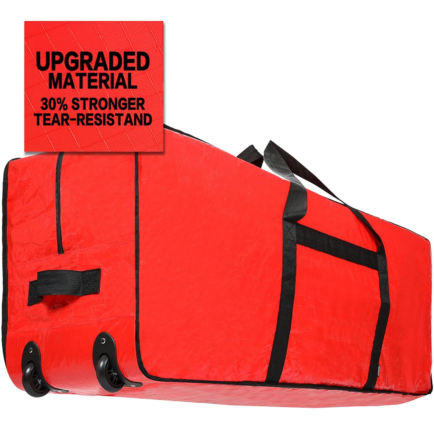 HOMEST Christmas Tree Storage Bag, Fits for 4.5-7 ft Xmas Artificials, Zippered Bag with Reinforced Carrying Handles and Wheels, Red (Bag Only)