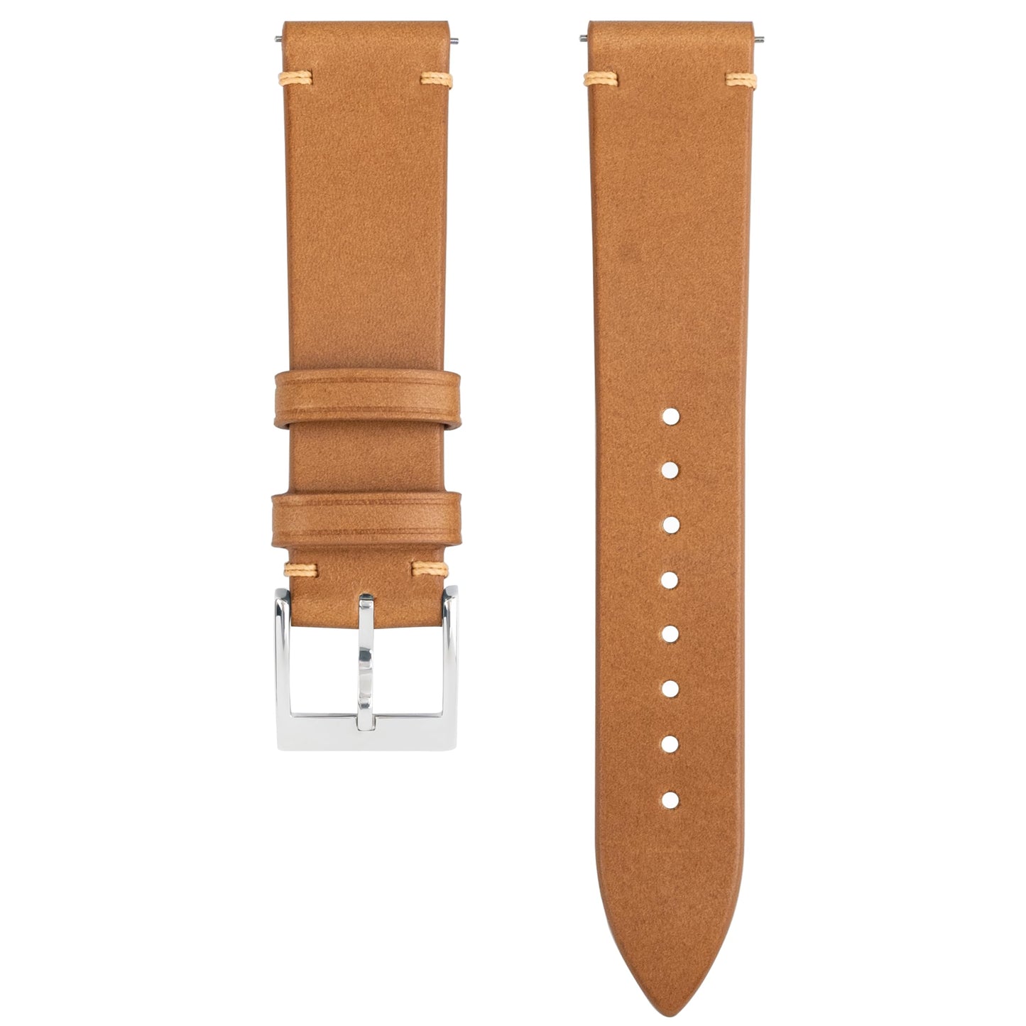 Gomvadr Handmade Slim Vintage Top Grain Leather Watch Strap, Quick Release, 18 mm/19 mm/20 mm/21 mm/22 mm, Silver/Black Buckle, Tan/Brown/Blue/Black/Coffee, Unisex for Men Women (Yellowish Brown with Silver Buckle, 20mm)