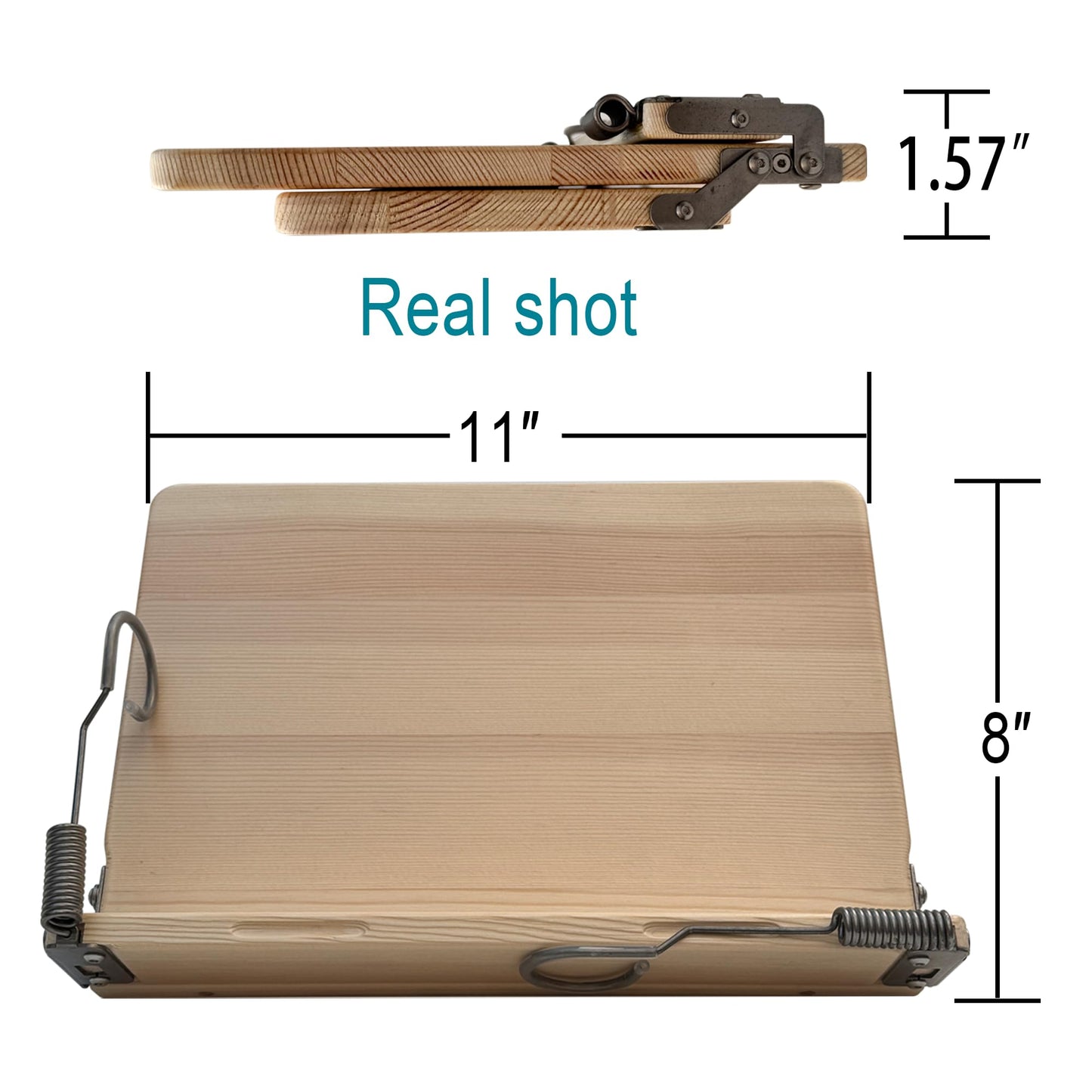 WUSUBUFU Book Stand, Cookbook Stand, (Solid Wood Construction with Anti-Cracking Design, Stainless Steel Hardware)