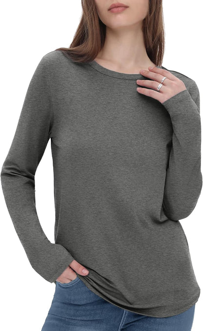 GAYHAY Long Sleeve Shirts for Women - Fall Winter Clothes Crew Neck Casual Tops Loose Fit Tees Fashion Outfits 2025