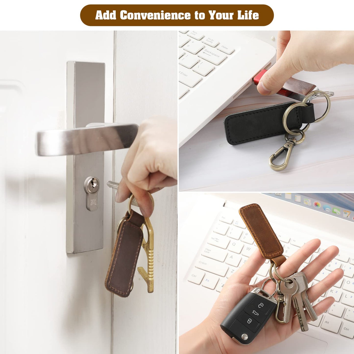 Jack&Chris Genuine Leather Car Keychain, Universal Key Fob Keychain, Leather Key Chain Holder for Men and Women, JC306…
