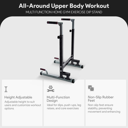 BalanceFrom Multi-Function Dip Stand Dip Station Dip bar with Improved Structure Design, 500-Pound Capacity, Black