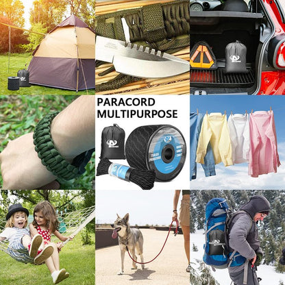 750Ib Reflective Paracord Rope, 1000', 4mm 11 Strand Parachute Spool Cord with Collecting Bag, para Cord Lanyard for Clothsline, Hammock, Camping, Hiking and Survival