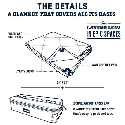 YETI Lowlands Blanket, Multi-Use Blanket with Travel Bag, Big Sky Blue