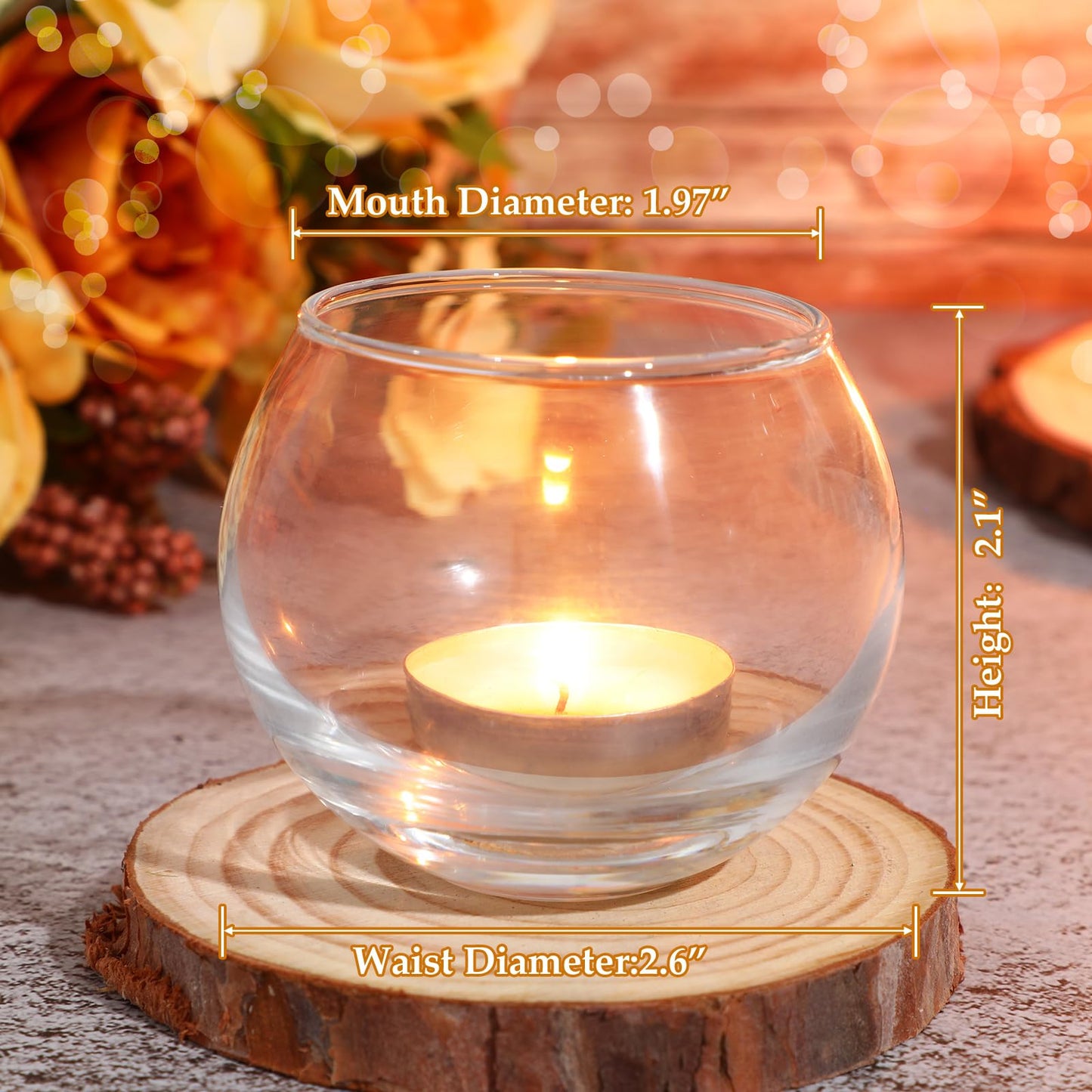 Ziliny 48 Pcs Clear Glass Votive Candle Holders Bulk Tealight Candle Holders Wedding Table Centerpiece Decor Vase for Wedding Bridal Shower Party Decoration