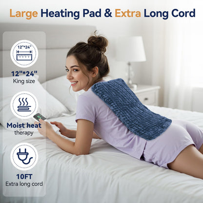 Extra Large Heating Pad for Back Pain Relief, 33"x17" Electric Heat Pad for Neck, Shoulders, Cramps, Menstrual Pain, 9 Heat Settings & 4 Auto-Off Timers, Soft Machine Wash Fabric, Gifts for Lover Gray
