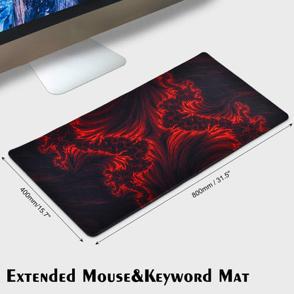 veecom Gaming Mouse Pad, Red Large Gaming Mouse Pads 31.5×15.75In, Long Big Mouse Pad XL Mouse Mat with Non-Slip Base, Extended Keyboard Mousepad Flame Pattern (Black Red)