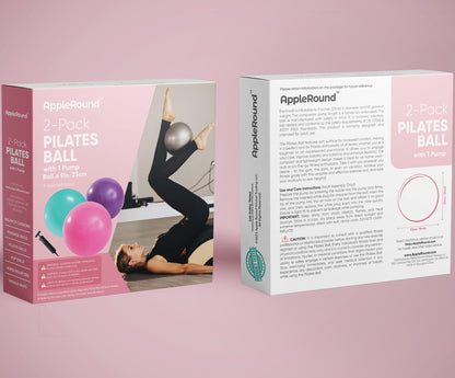 AppleRound 9-inch Pilates Ball, Pack of 2 with 1 Pump, Small Exercise Ball for Pilates, Yoga, Fitness, Physical Therapy, Stability Core Training (Pink)