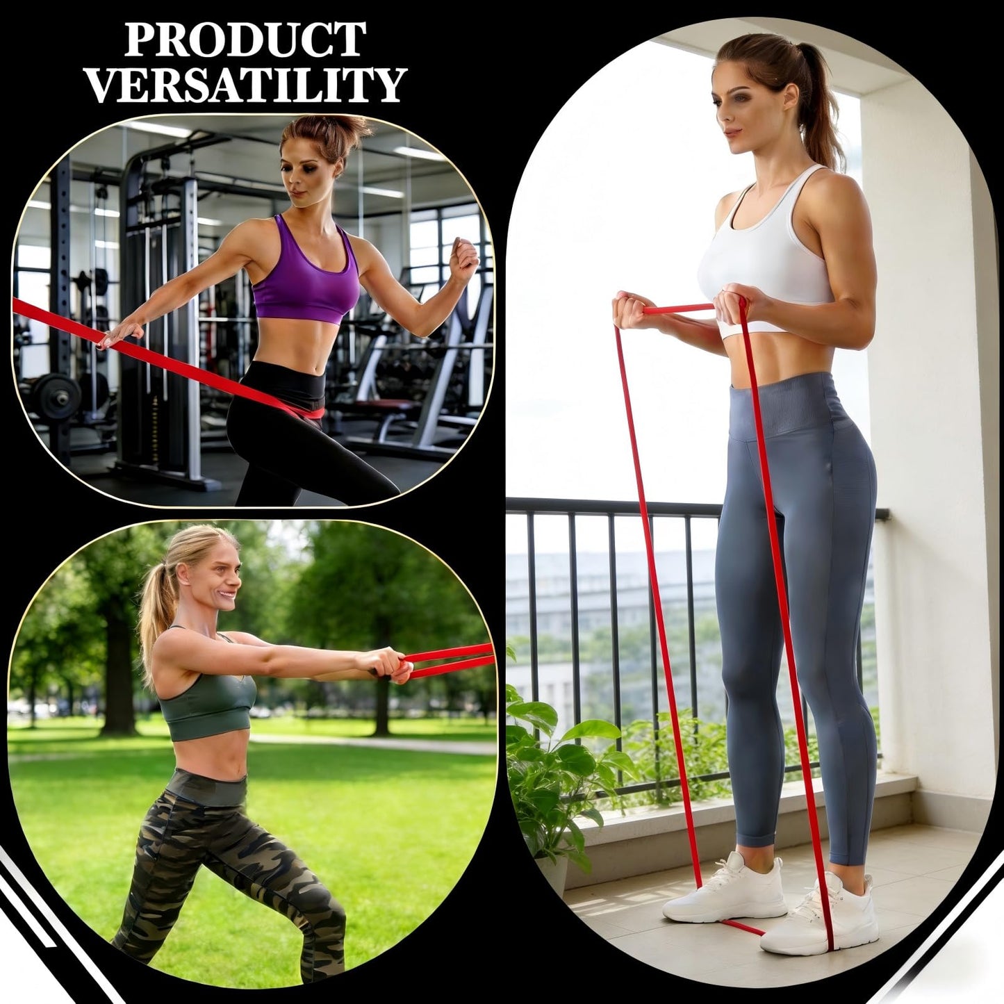 16-Pcs Resistance Bands Set - Premium Elastic Workout Bands for Home Gym, Strength Training, Yoga & Physical Therapy (Red(15-35 lbs))