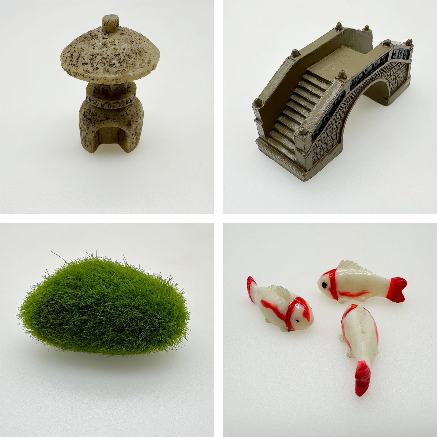 Woohome Zen Garden Kit - 21.5 x 17.5cm Japanese DIY Mini Rock Garden Meditation Ornaments Landscape Sand Table Resin Decoration with 7 Handmade Bamboo Tools