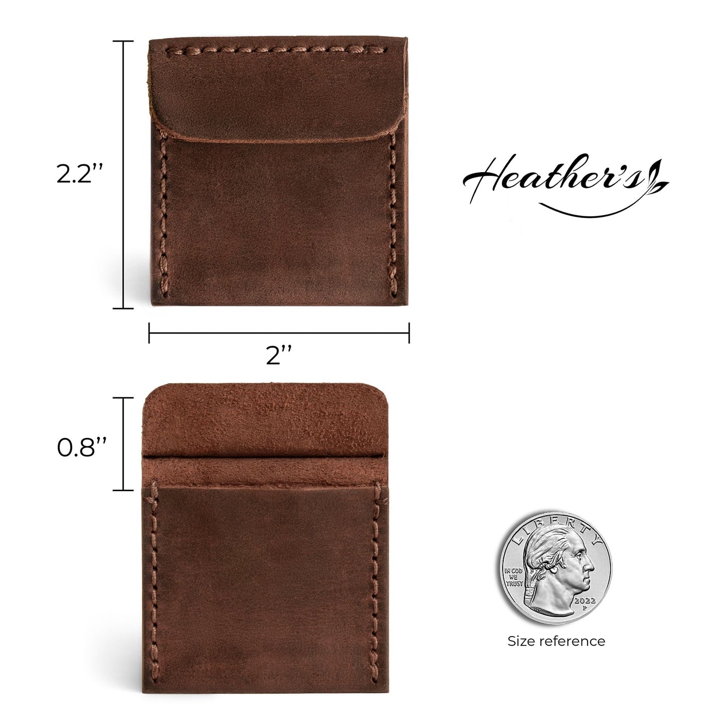 Heather's, Wedding Ring Case Handmade from Full Grain Leather - Engagement Pouch, Bride & Groom Jewelry Storage, Marriage Travel, Ring Bearer, Proposal Ring Holder - Bourbon Brown