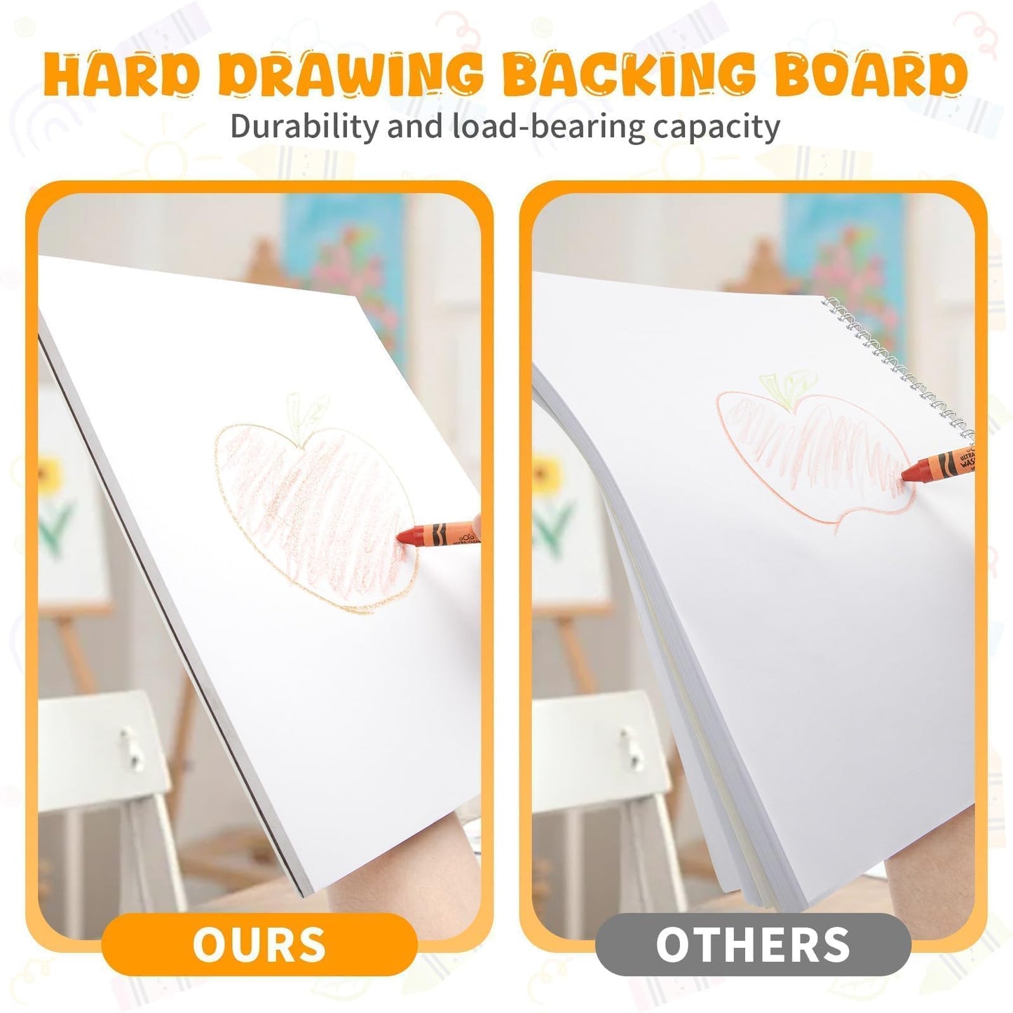 Umriox Drawing Pad for Kids, 9" x 12" Sketch Book, 4-Pack Sketch Pad (50 Sheets Each), 110gsm Acid-Free Drawing Paper, Glue-Bound Art Sketchbook for Kids' Classroom, Travel & School Art Supplies