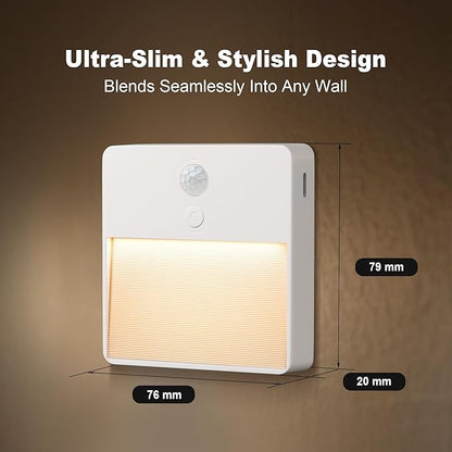 LED Night Light with Motion & Dusk Sensor, 2-Pack, Battery-Powered & Rechargeable, Multi-Color Adjustable, Dimmable
