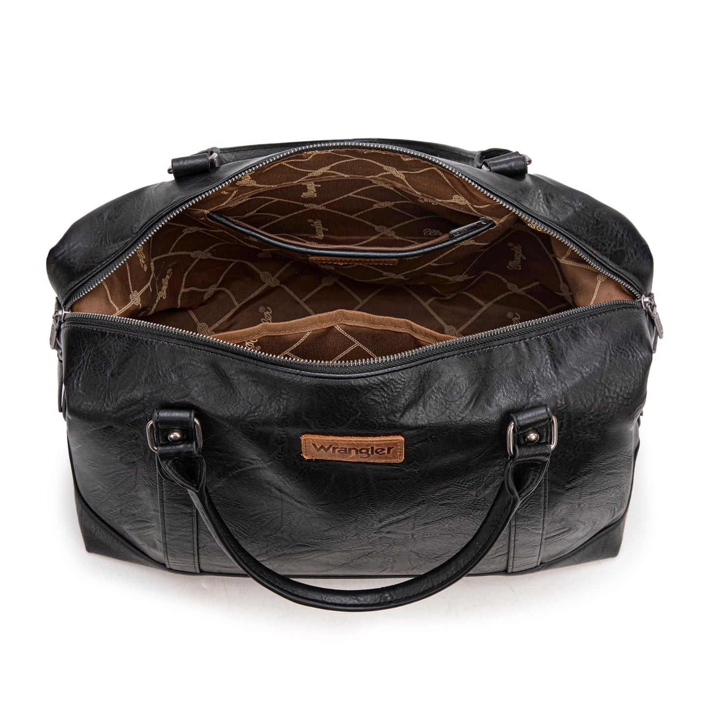 Wrangler Duffel Bag Large Travel Weekender Bag for Women Waterproof Carry on Overnight Bag for Gym,Trips,Weekends,Black