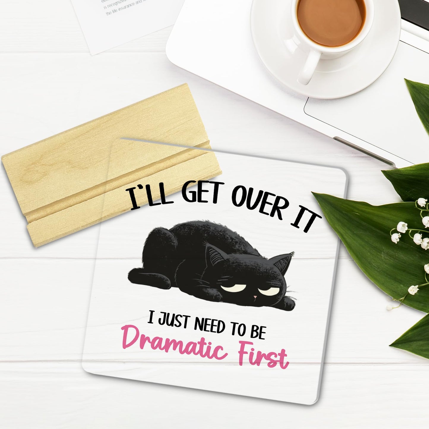 Cat Gifts for Cat Lovers,I'll Get Over It I Just Need to Be Dramatic First,Funny Cat Office Decor for Women Friends Coworke