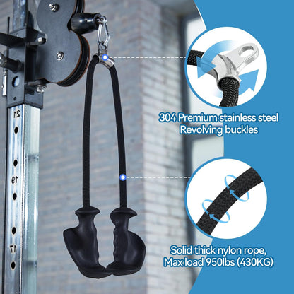CYBEOE Tricep Rope Ergonomic Tricep Pull Down Attachment 36In - Rope Attachment for Cable Machine Pulley System Gym Home Triceps Rope Cable Attachment Workout Equipment