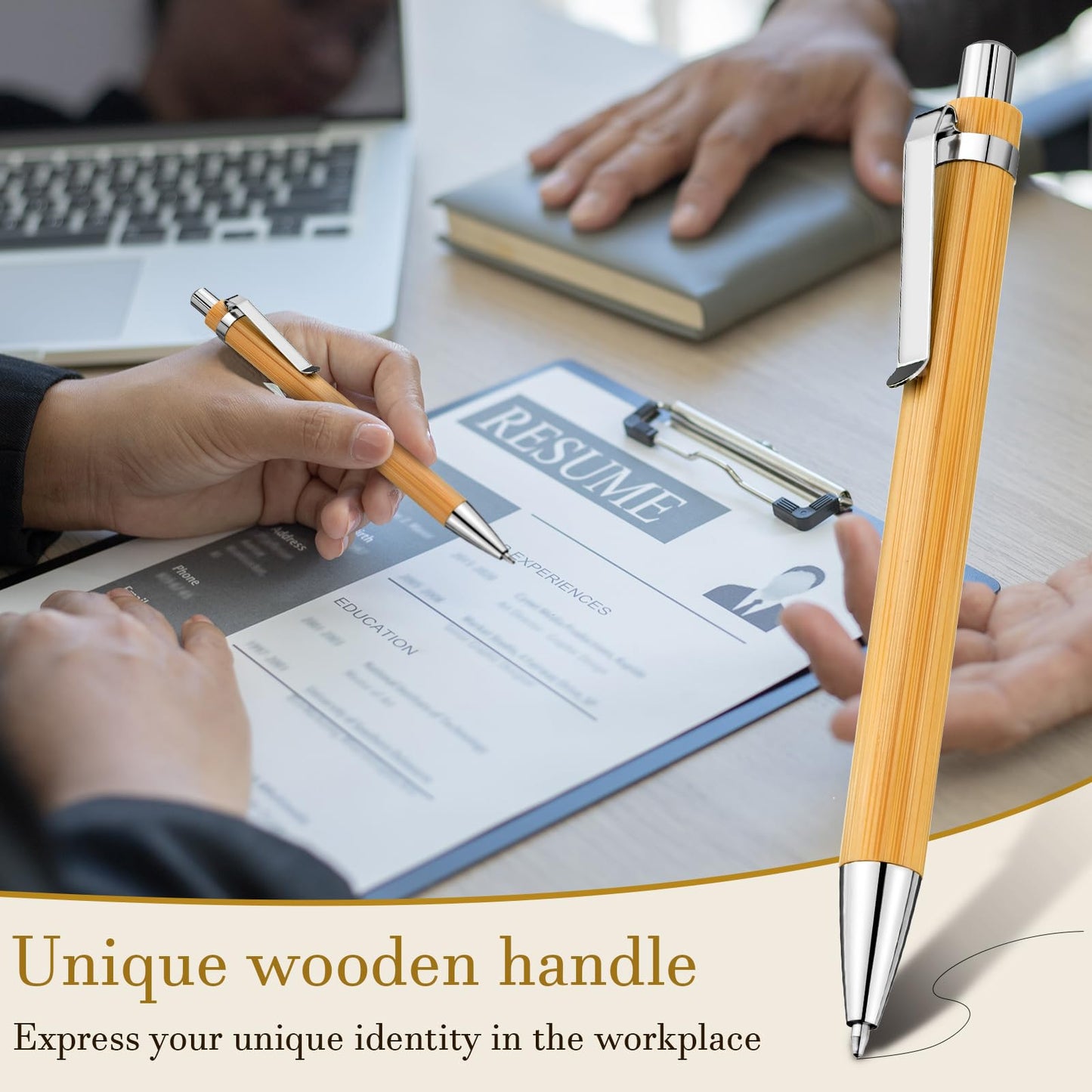 Leelosp 60 Pcs Bamboo Pen Retractable Ballpoint Pen Black Ink 1 mm Sustainable for Writing Office Products Wooden Bamboo Ballpoint for Journal Supplies Decorations