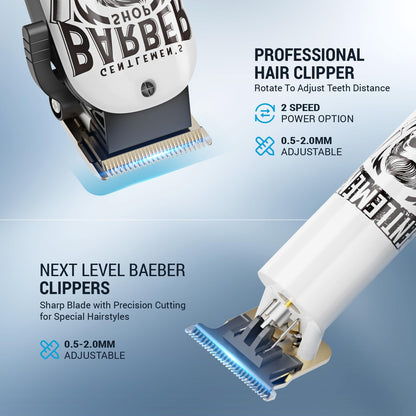 BESTBOMG® Professional Hair Clippers for Men, Professional Barber Clippers and Trimmer Set, Mens Cordless Hair Clipper for Barbers Haircut Kit Fade, BS-808A (Black)