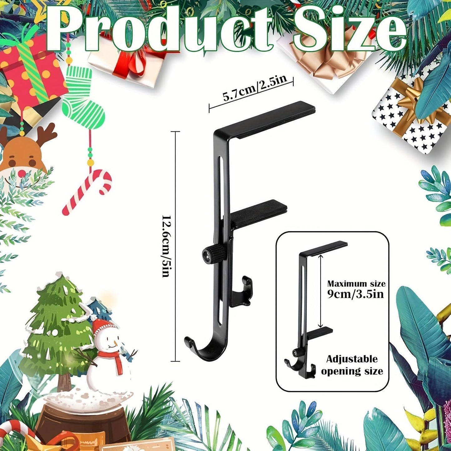 Garland Hanger and Stocking Mantel Holders, 4 PCS Christmas Stocking Holders for Mantle-Adjustable Christmas Metal Hooks Garland Hanger for Hanging Stocking Garland Balls Fireplace Decoration Supplies