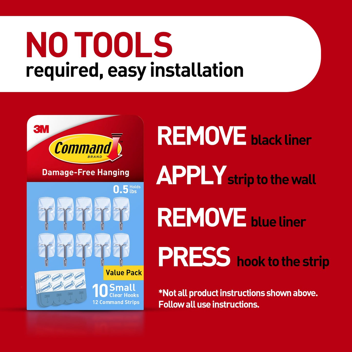 Command Small Clear Wire Toggle Hooks, 20 Wall Hook and 24 Strips, Damage-Free Hanging with Adhesive, Great for Hanging, Organization and Storage, Holds up to 0.5 lb