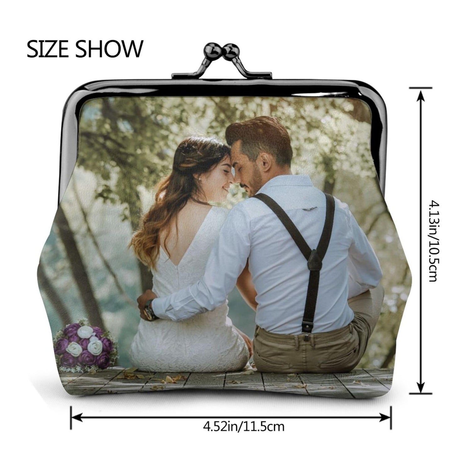 CZSEGA Custom Coin Purse Personalized Coin Pouch Small Durable Leather Wallet Add Photo Logo Text Change Purse (Kiss Lock Style)