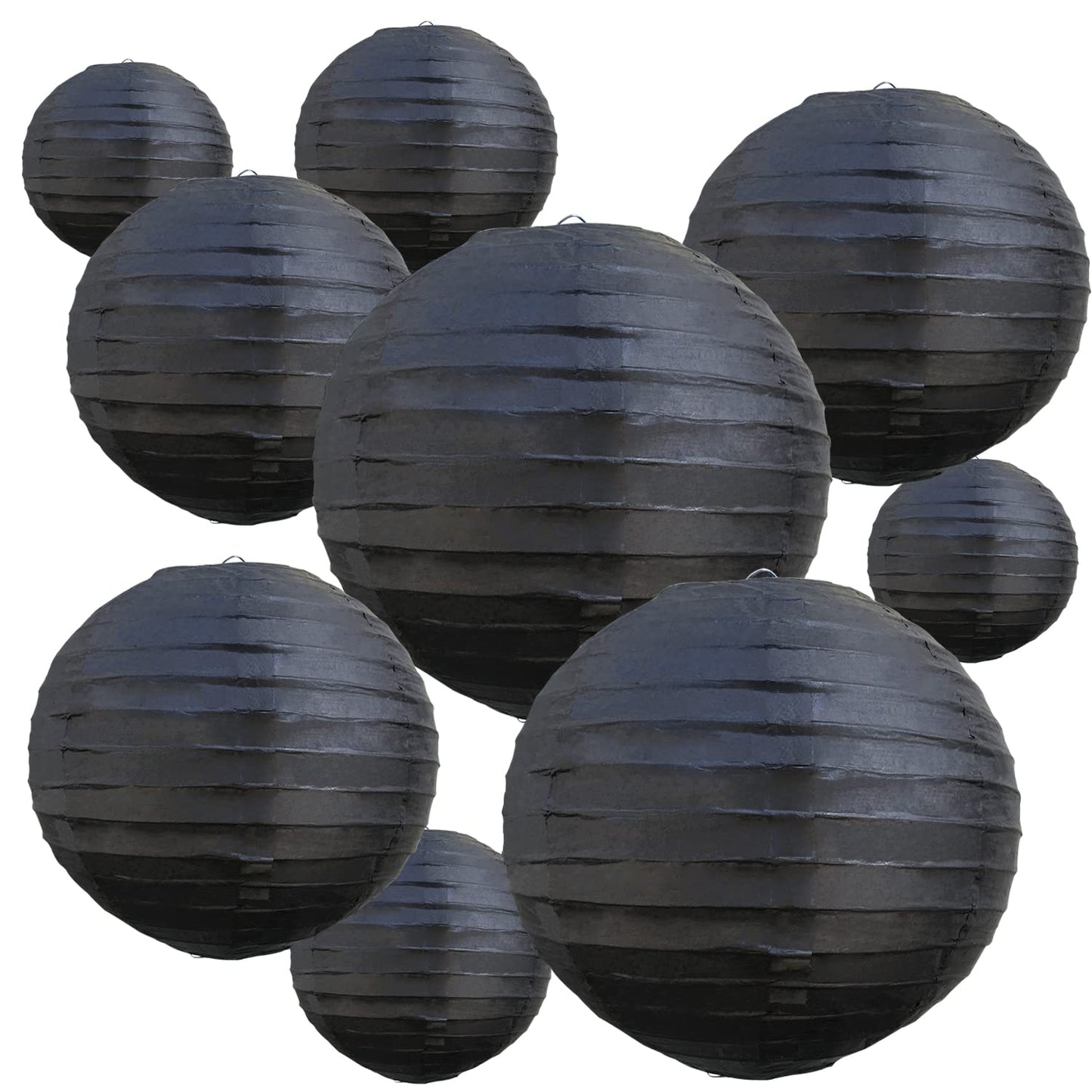 BEISHIDA Black Round Paper Lanterns Decorative Hanging Asia Chinese Japanese Paper Lanterns Lamp for Birthday Wedding Halloween Home Decor Party Decoration（10 Packs）