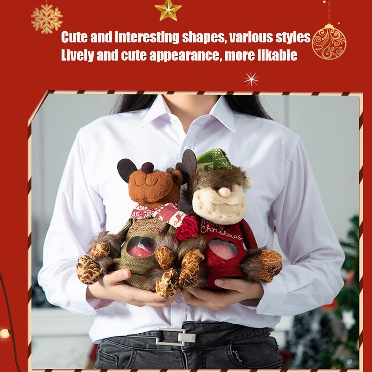 RUIQLXHANG 3 Pcs Christmas Gift Bags Zipper Design, 2026 New 3D Doll Decoration Gift Bag, Santa Snowman Doll Storage Gift Bag for Christmas Party and Festival