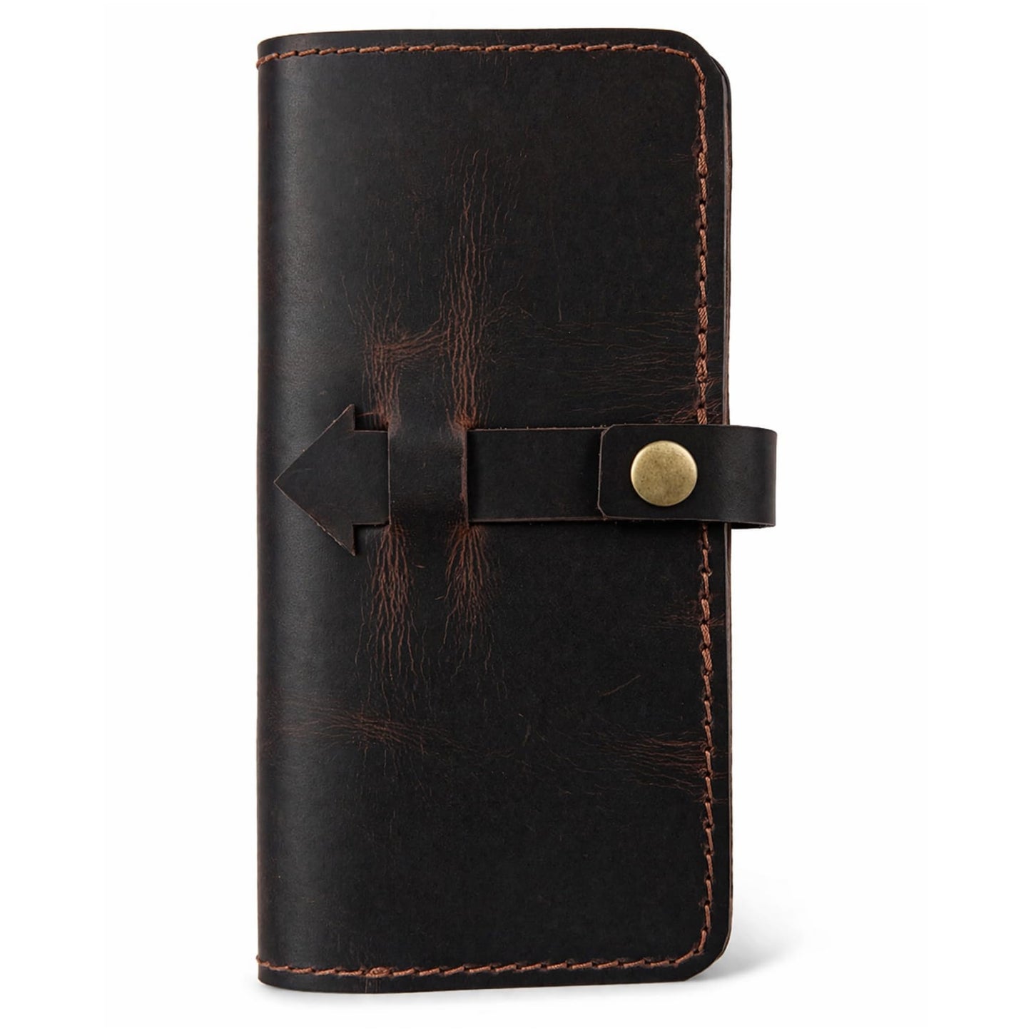 PavinCrafter Leather Checkbook Cover for Men, Women, Full Grain & Distressed Leather Checkbook Holder Slim Bifold Organizer for Personal, Duplicate Checks with Pen Holder Travel Business Use