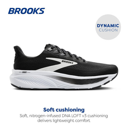 Brooks Men’s Ghost 17 Neutral Running Shoe - Black/Grey/White - 8.5 Wide