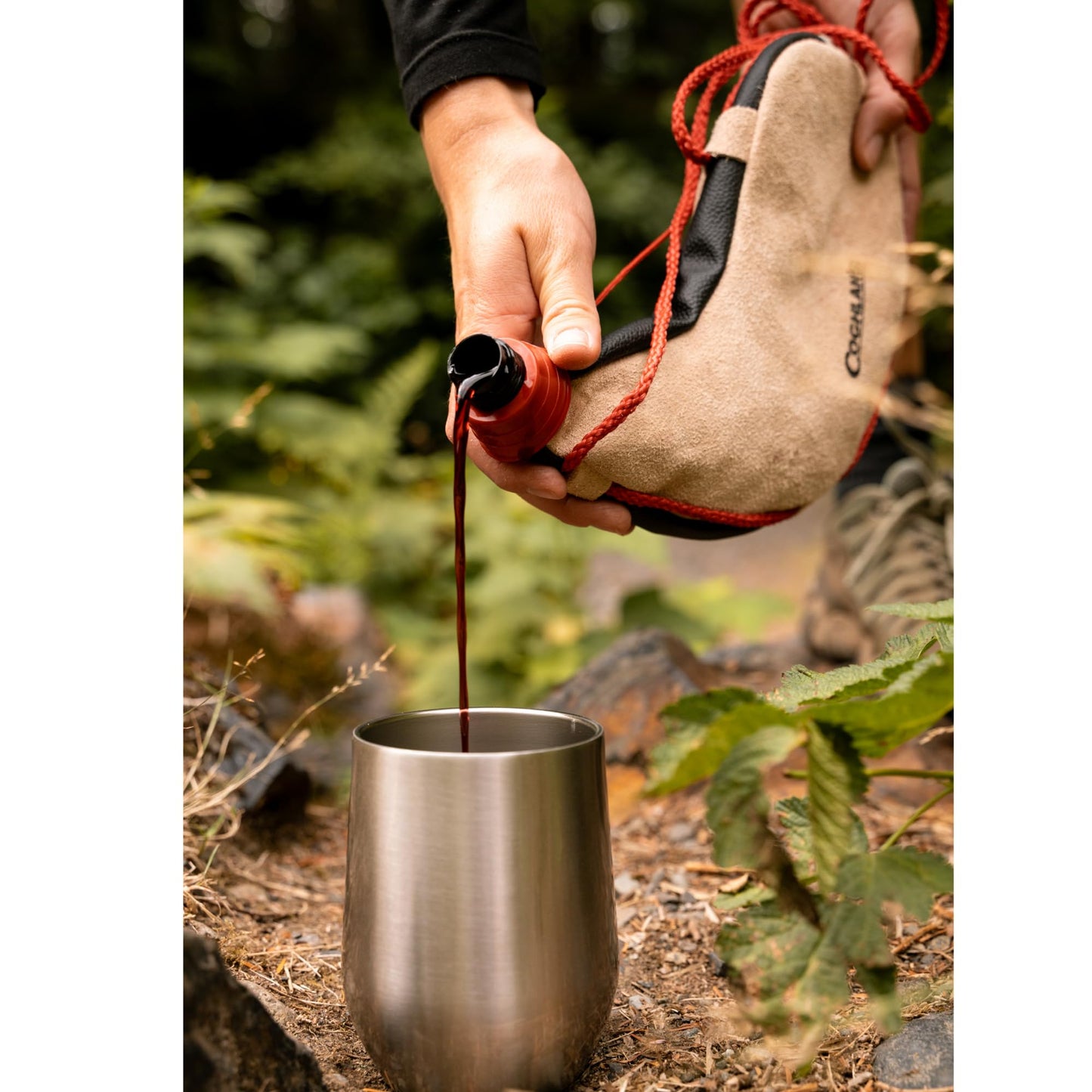 Coghlan's Traditional Spanish Bota Bag, 0.26 Gallon (1 Liter) Leather Wine Flask with Braided Strap – Durable Poly Lining for Camping, Hiking, and Outdoor Adventures