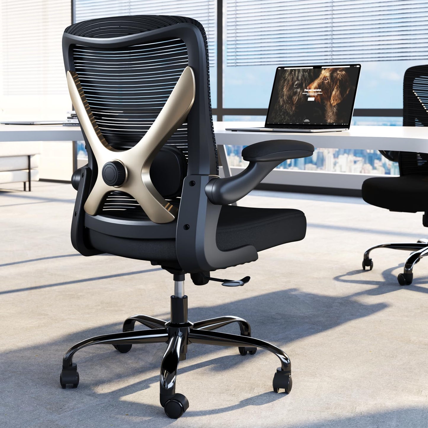 Ergalithic Ergonomic Office Chair - X-Shaped Computer Desk Chair Comfy, Gaming Chair, Office Chair with Lumbar Support, Mesh Office Chairs, Desk Chair for Long Hours(Black Gold)