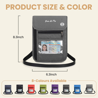 ROOSALANCE Passport Holder for Travel, RFID Passport Wallet with Visual Window Design, Multifunctional Document Organizer, Waterproof Travel Pouch Neck Wallet for Men and Women, Grey