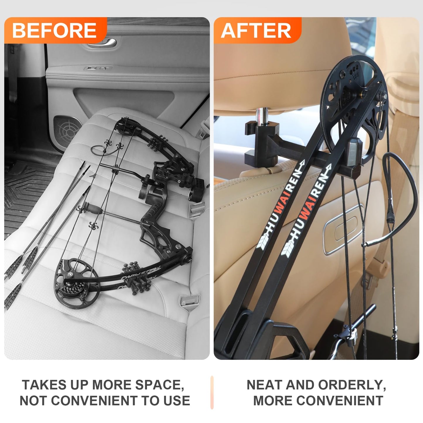ORAPBOT Bow Hanger for Truck, 2 Set Archery Hunting Shooting Bracket Headrest Mount,Universal Compound Bow Holder for Vehicle Storage and Hunting Transport