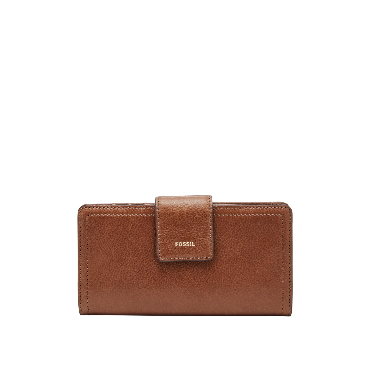 Fossil Women's Wallet, Logan Leather Wallet RFID Blocking Tab Clutch, Brown