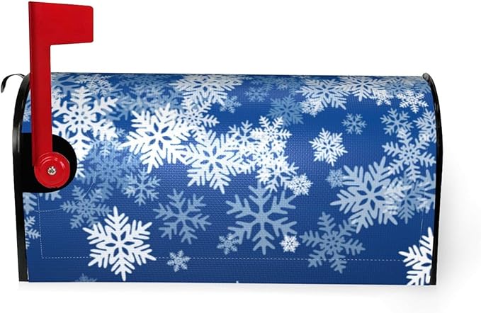 DADABULIU Mailbox Covers Snowflake Blue Winter Christmas Magnetic Letter Post Box Cover Standard Size 21 x 18 Inch Garden Yard Home Decorative