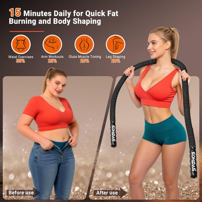 SOHIDAS Weighted Jump Rope for Men Women, 3.68LB Adult Jump Ropes for Fitness Heavy Skipping Rope, Jumping Rope for Training Muscle Speed Home Gym Workout Equipment Exercise Jumpropes Weight Loss